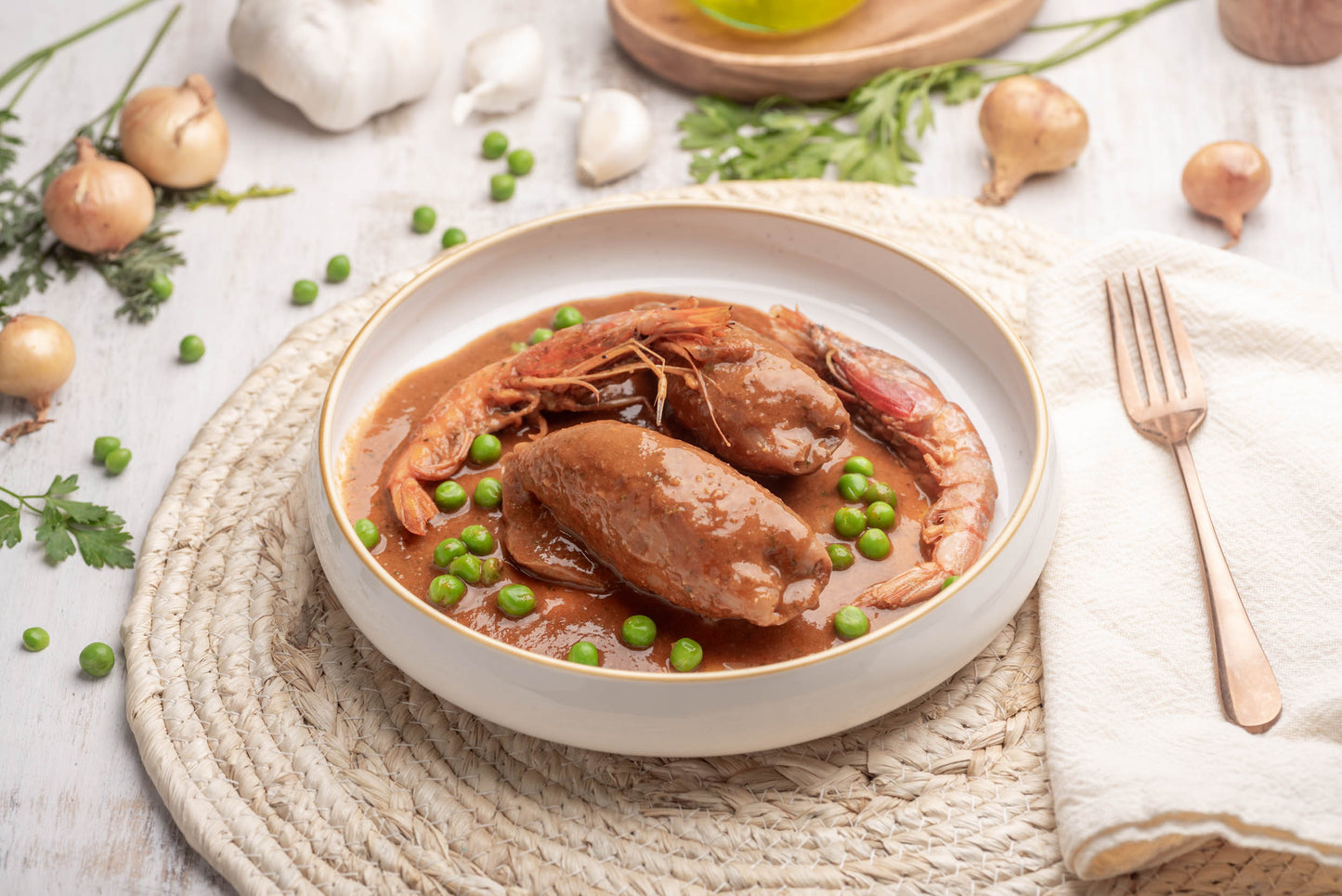 CALAMARS FARCITS AMB CARN DE PEROL I GAMBAS